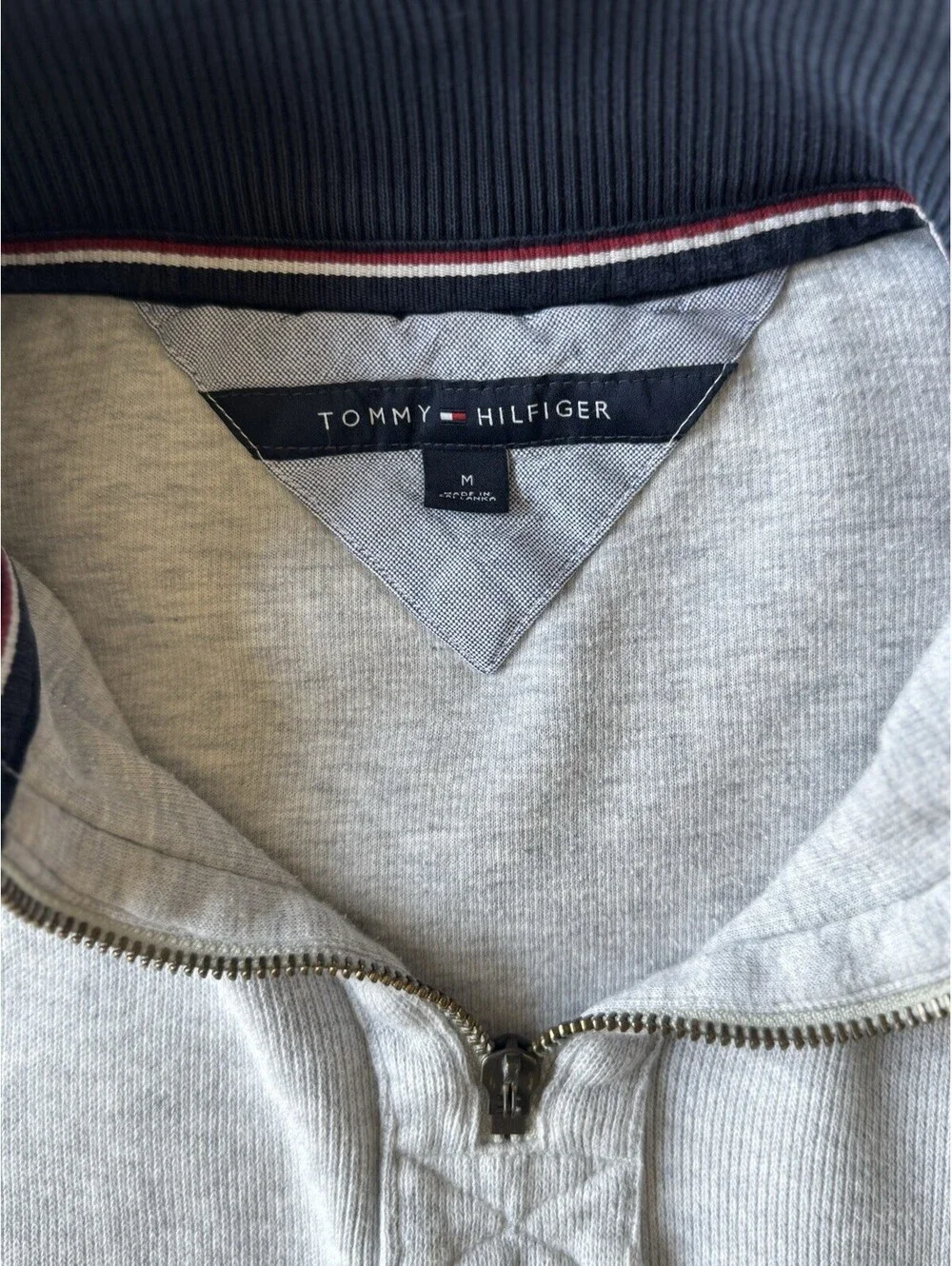 Tommy Hilfiger Men’s M Quarter Zip Pullover Sweater Gray Casual Cotton Blend